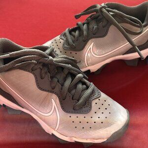 NIKE Alpha Huarache Keystone Boy's Size 11C Child Gray Baseball Cleats DJ6525
